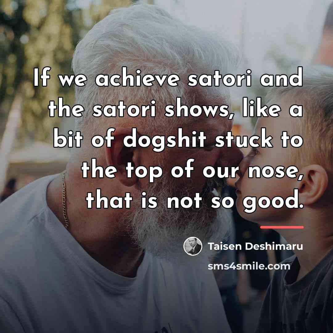 “If we achieve satori and the satori shows, like a…” quote by Taisen Deshimaru