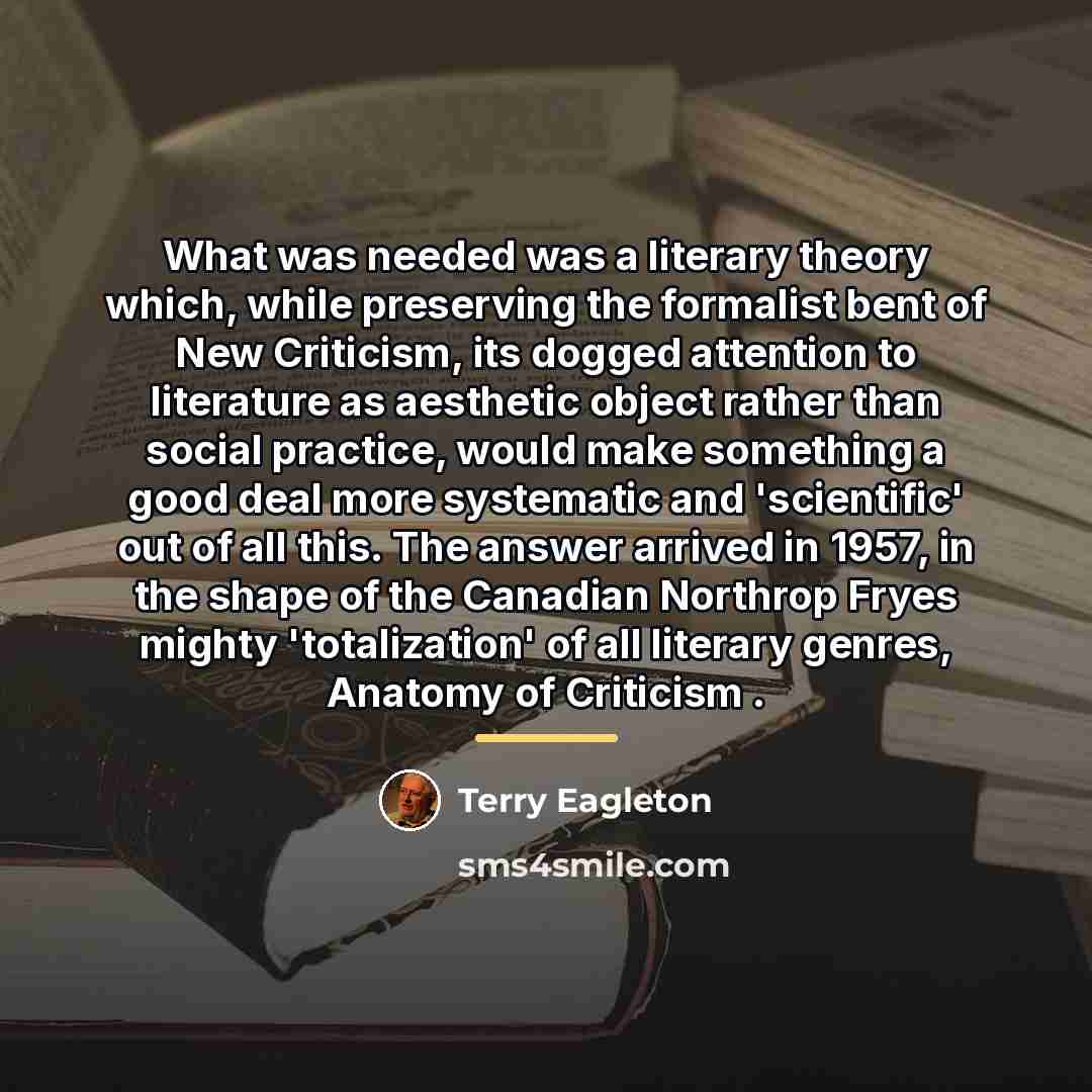 “What was needed was a literary theory which, while preserving…” quote by Terry Eagleton