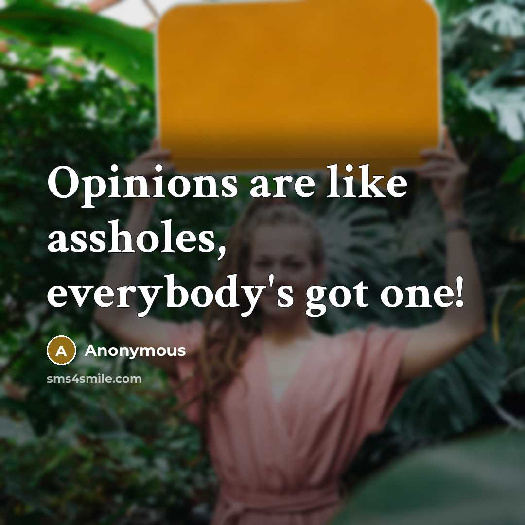 “Opinions are like assholes, everybody's got one!” quote by Anonymous