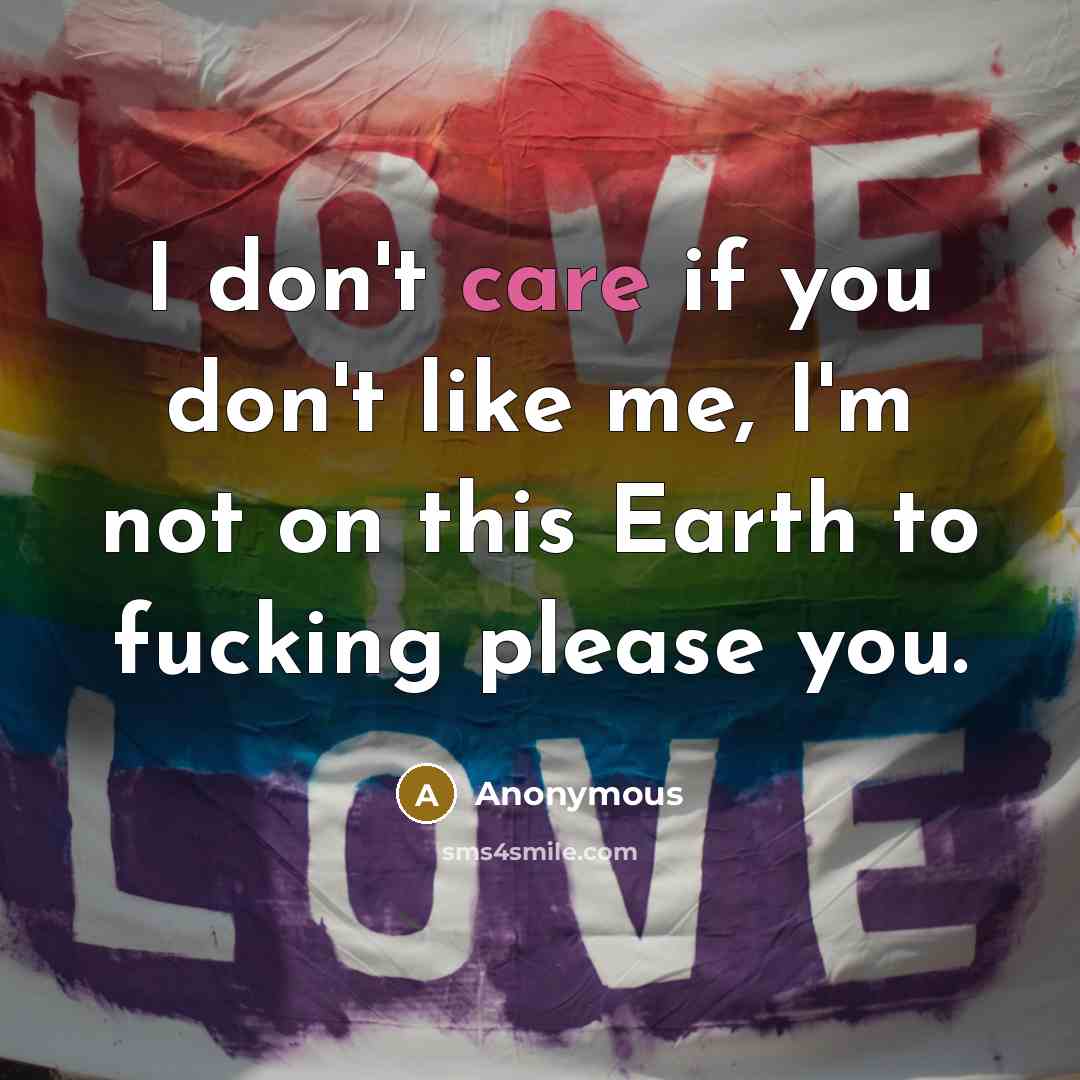 “I don't care if you don't like me, I'm not…” quote by Anonymous