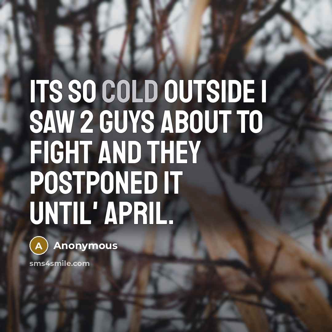 “Its so cold outside I saw 2 guys about to…” quote by Anonymous