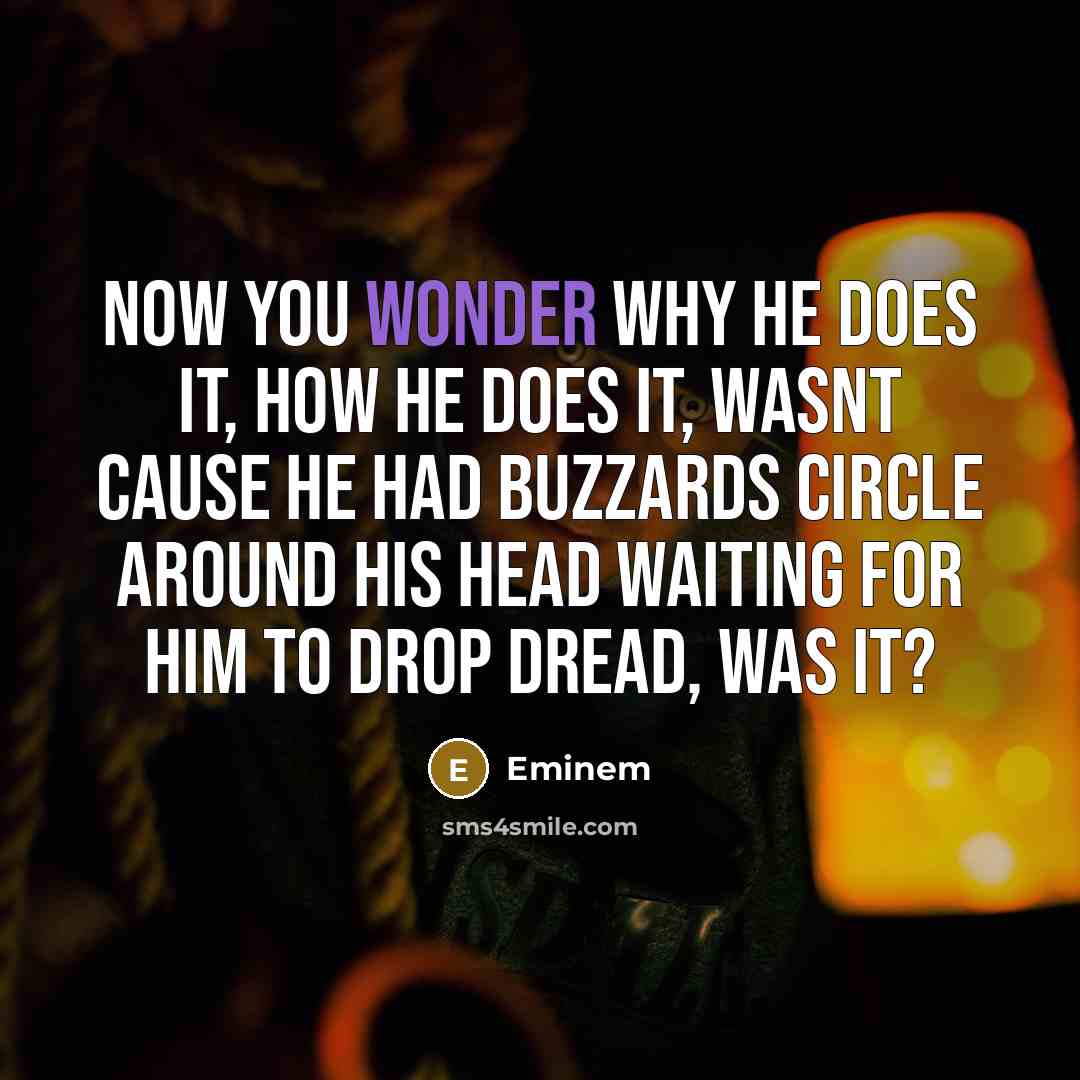 “Now you wonder why he does it, how he does…” quote by Eminem