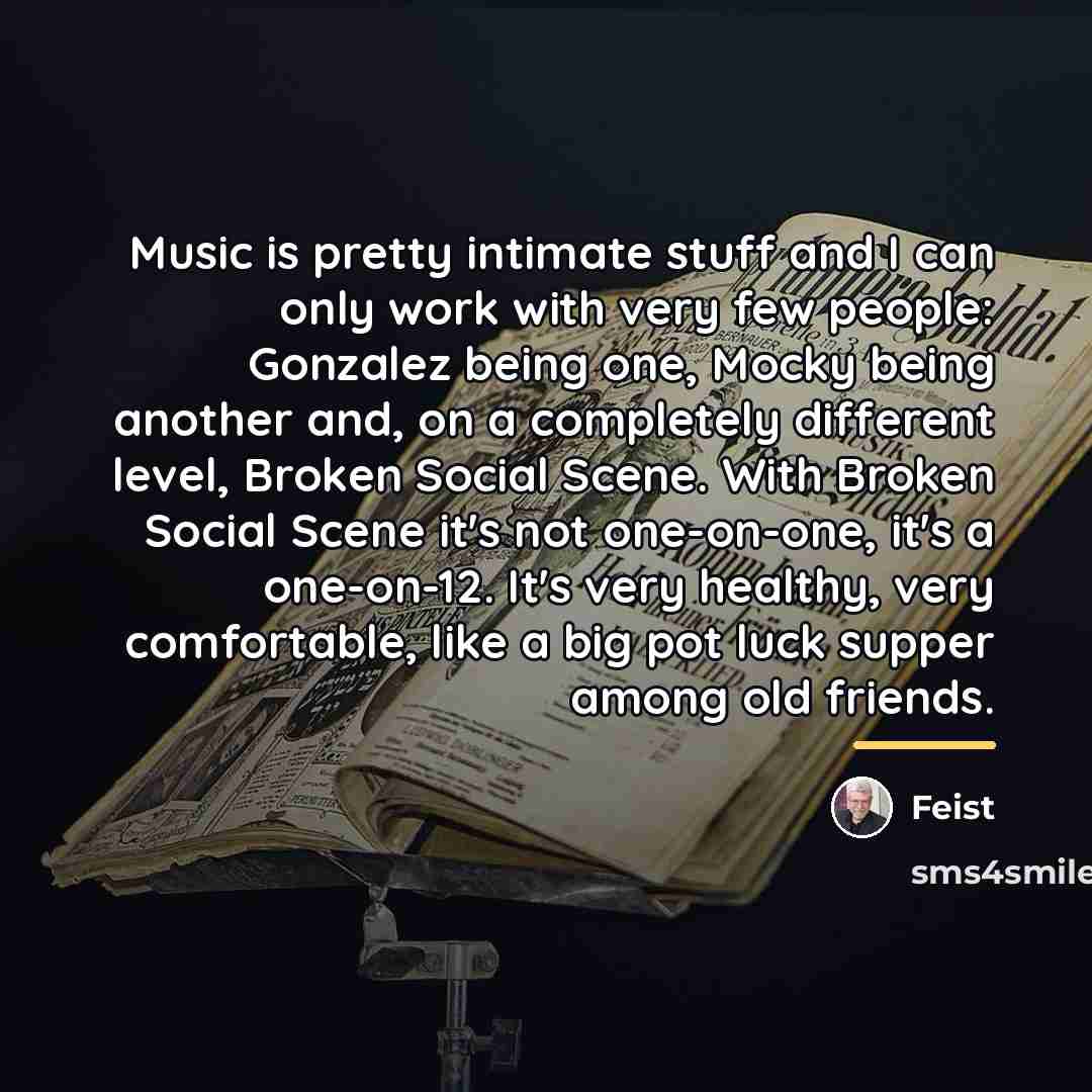 “Music is pretty intimate stuff and I can only work…” quote by Feist