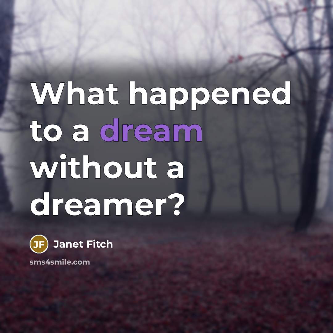 “What happened to a dream without a dreamer?…” quote by Janet Fitch