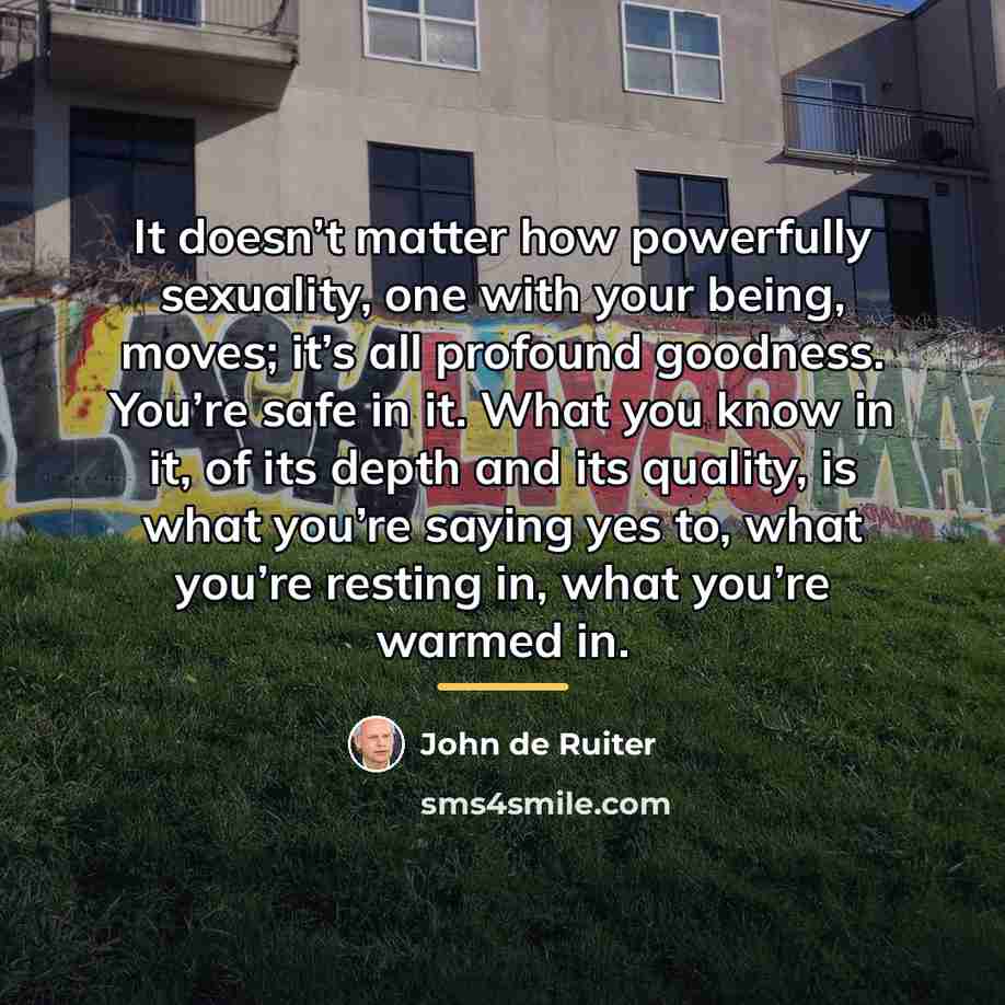 “It doesn’t matter how powerfully sexuality, one with your being,…” quote by John de Ruiter