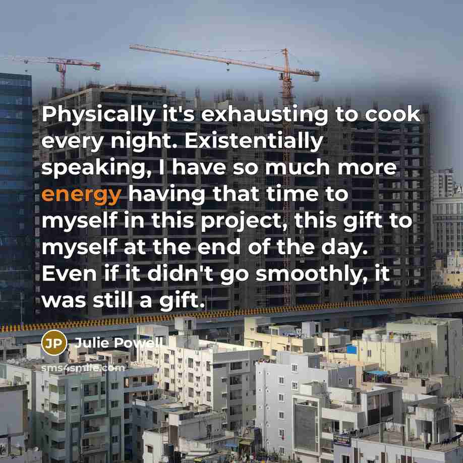 “Physically it's exhausting to cook every night. Existentially speaking, I…” quote by Julie Powell
