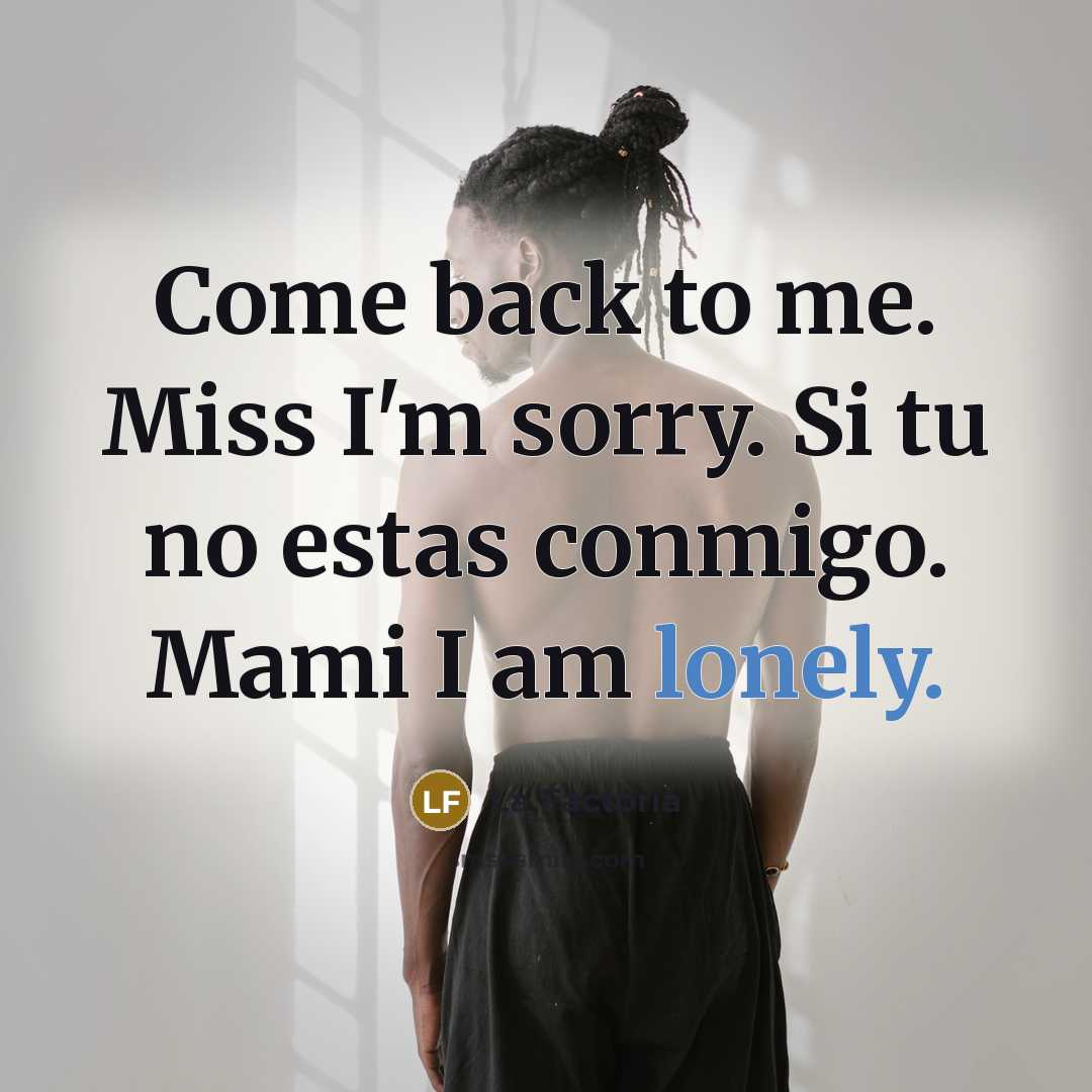“Come back to me. Miss I'm sorry. Si tu no…” quote by La Factoria