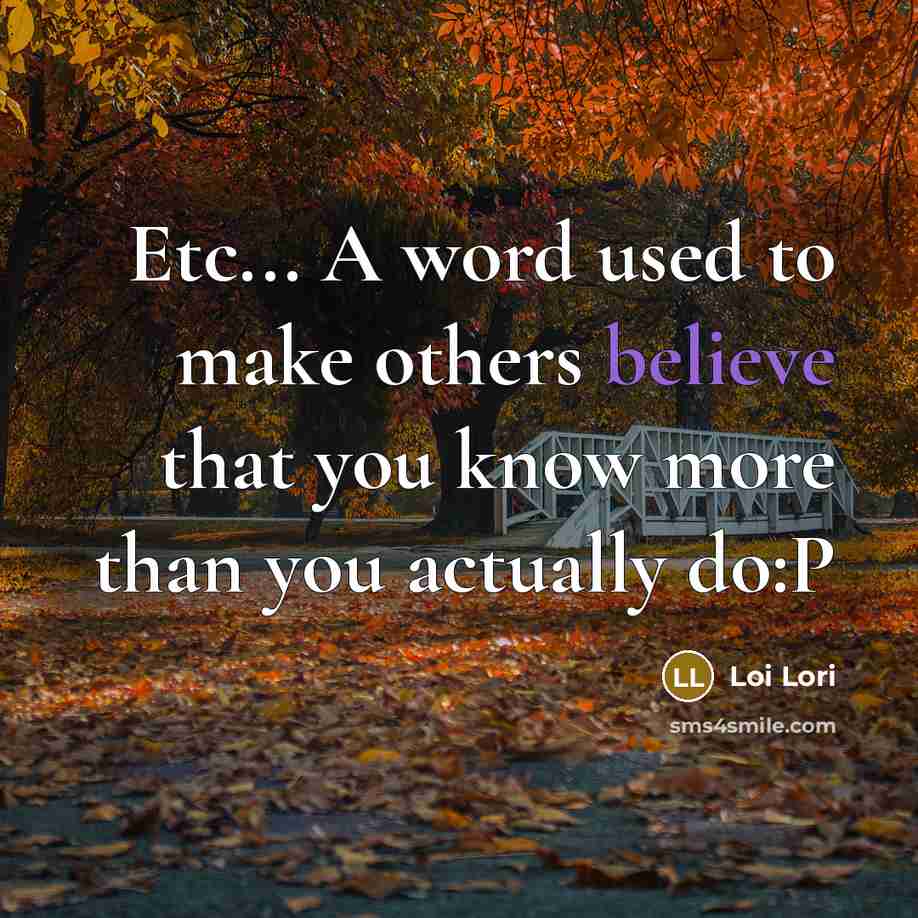 “Etc... A word used to make others believe that you…” quote by Loi Lori