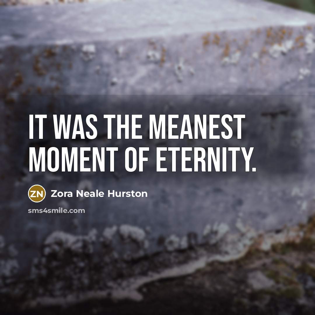 “It was the meanest moment of eternity.…” quote by Zora Neale Hurston