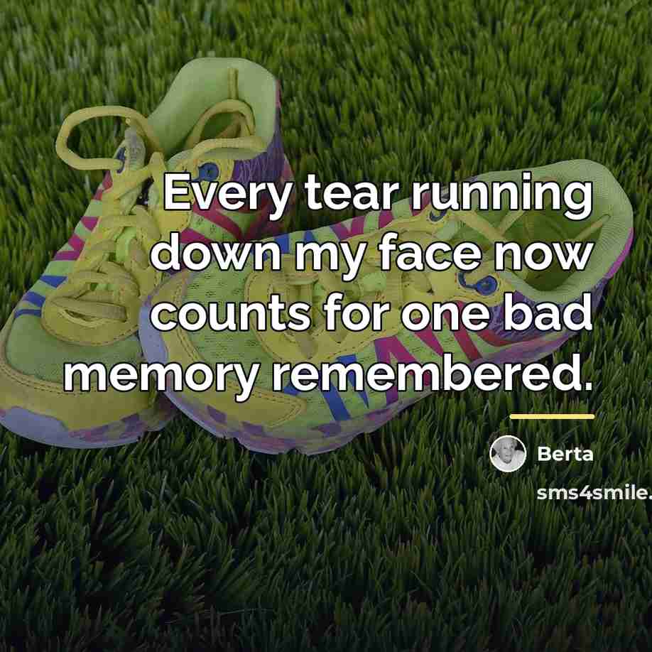 “Every tear running down my face now counts for one…” quote by Berta