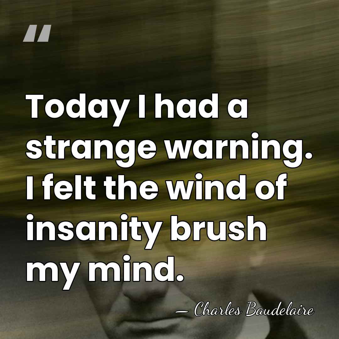 Today I had a strange warning. I felt the wind of insanity&hellip; - Charles Baudelaire