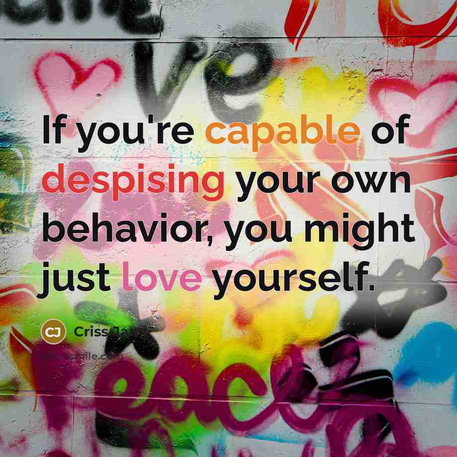 “If you're capable of despising your own behavior, you might…” quote by Criss Jami