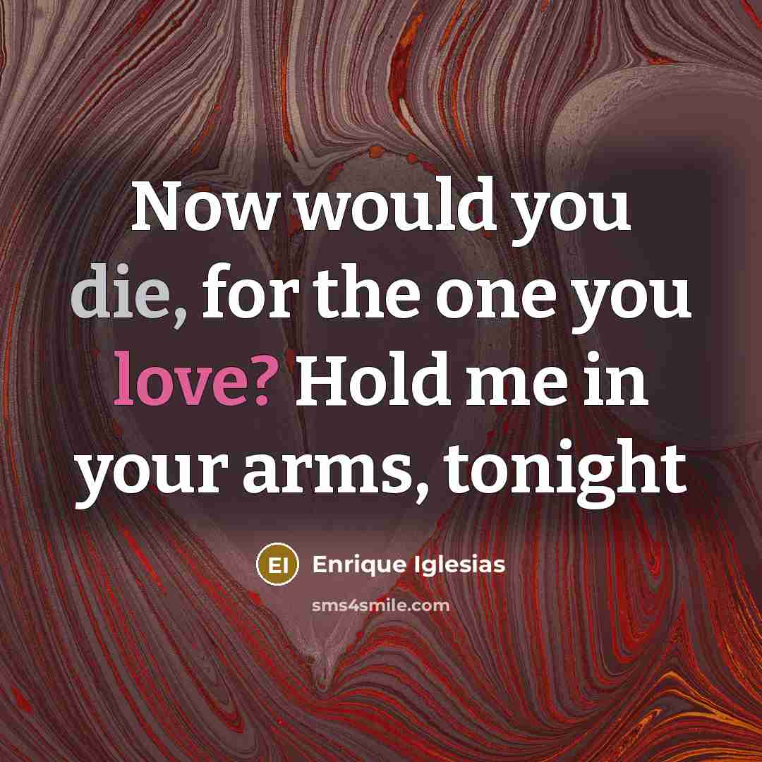 “Now would you die, for the one you love? Hold…” quote by Enrique Iglesias