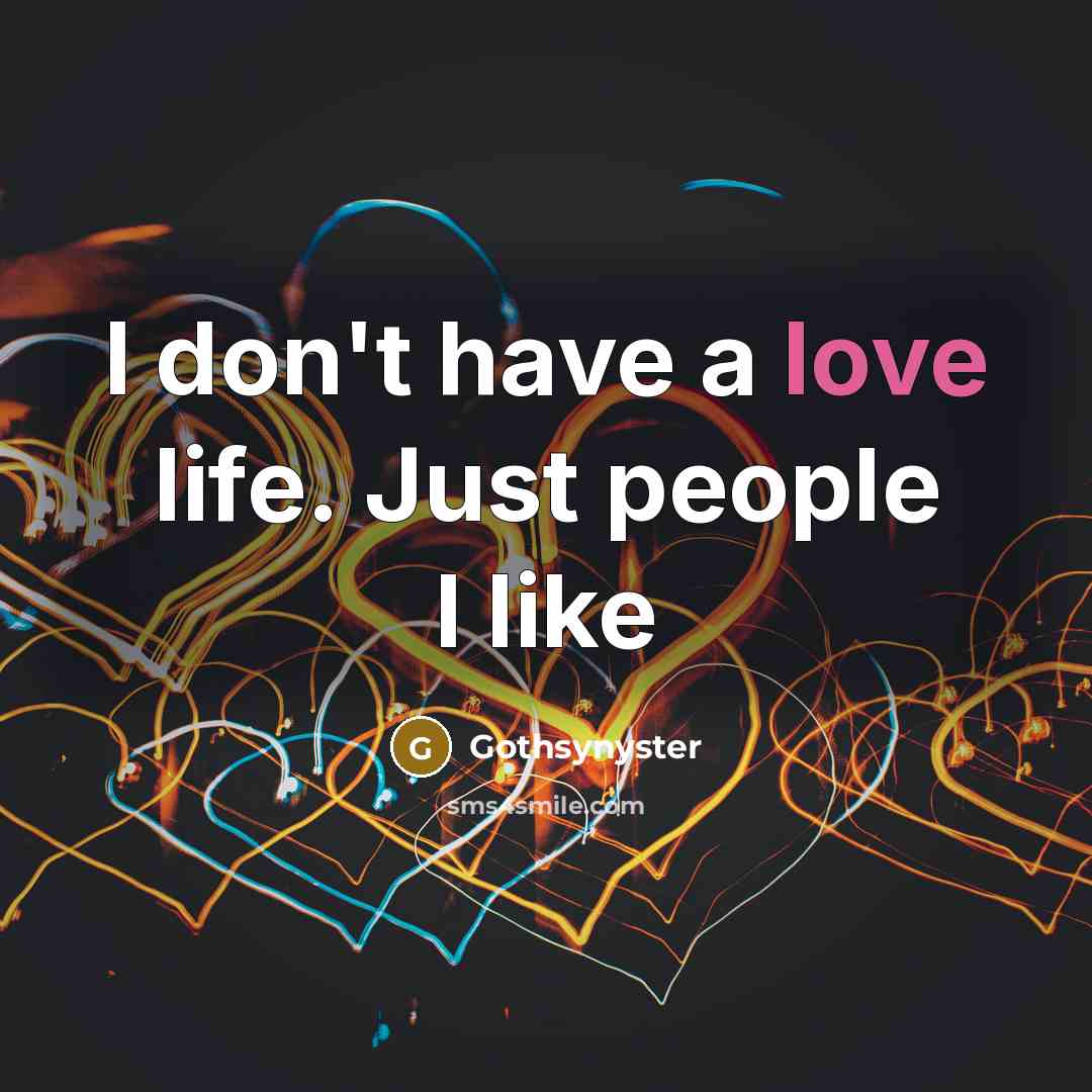“I don't have a love life. Just people I like…” quote by Gothsynyster