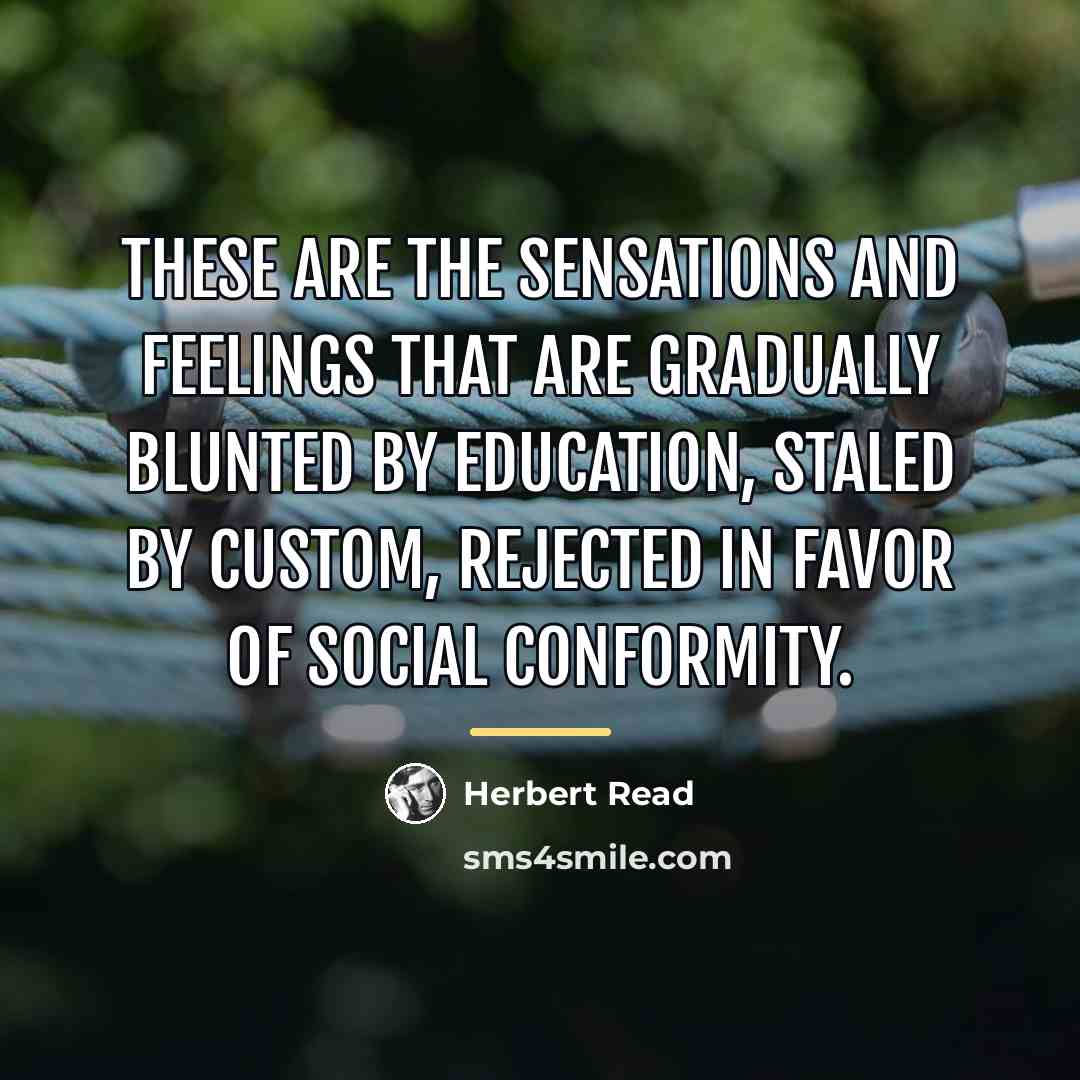 “These are the sensations and feelings that are gradually blunted…” quote by Herbert Read