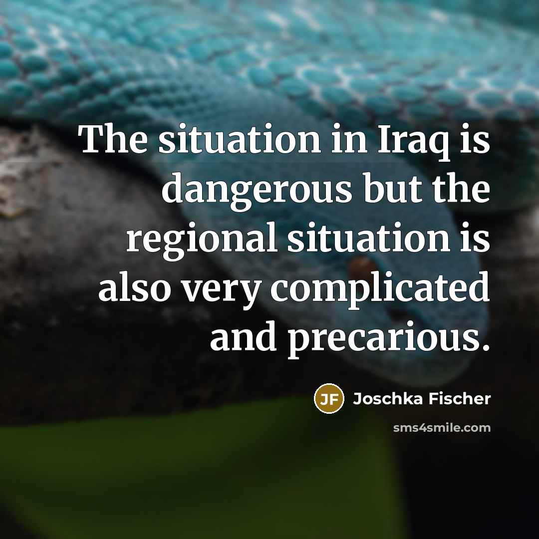 “The situation in Iraq is dangerous but the regional situation…” quote by Joschka Fischer
