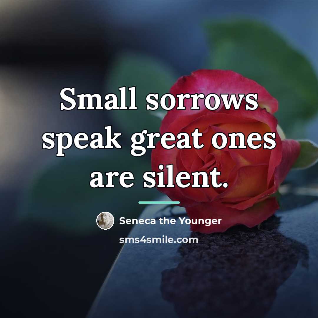 “Small sorrows speak great ones are silent.…” quote by Seneca the Younger