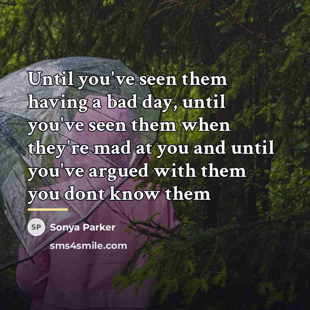 “Until you've seen them having a bad day, until you've…” quote by SONYA PARKER