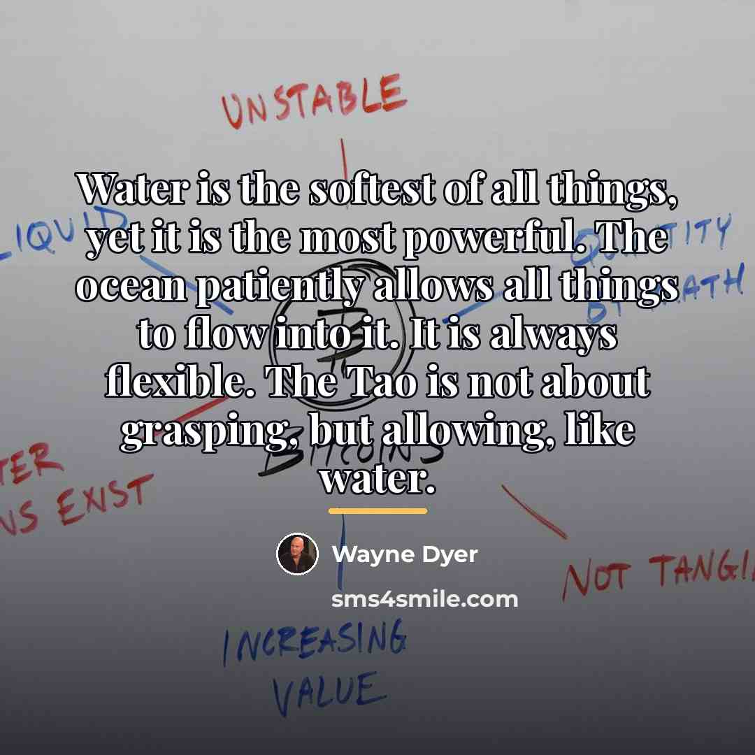“Water is the softest of all things, yet it is…” quote by Wayne Dyer