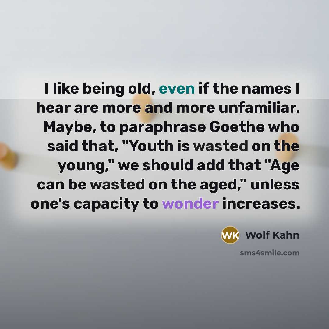 “I like being old, even if the names I hear…” quote by Wolf Kahn
