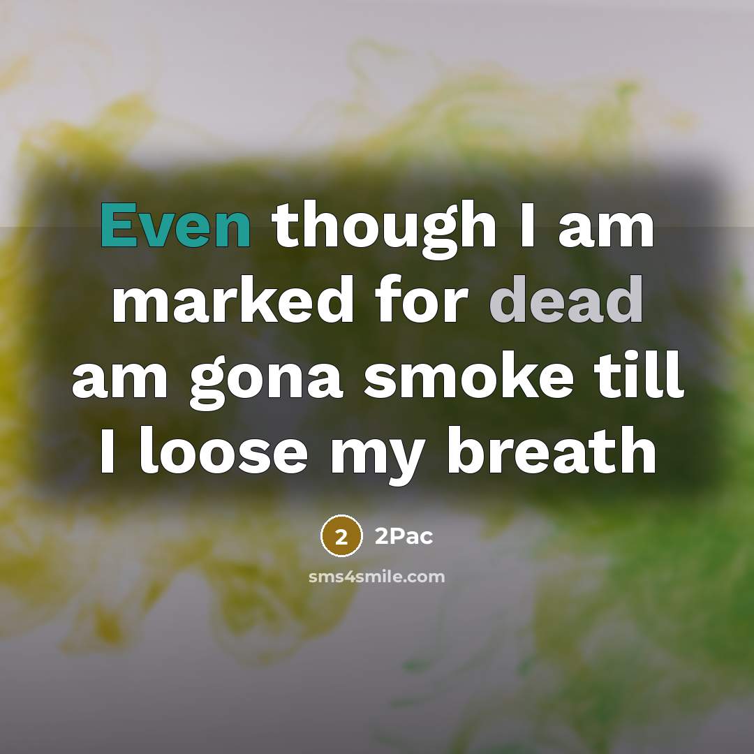 “Even though I am marked for dead am gona smoke till I loose my breath” quote by 2pac