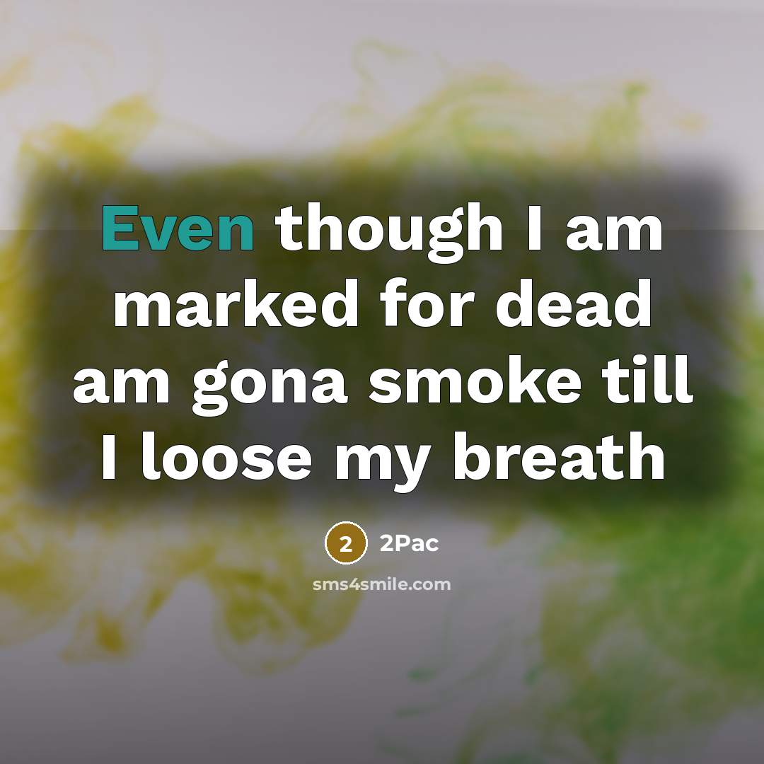 “Even though I am marked for dead am gona smoke…” quote by 2pac