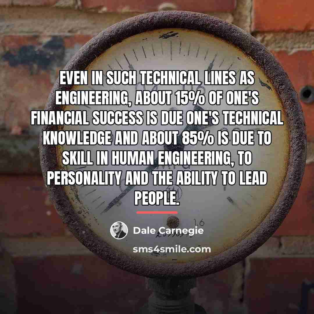 “Even in such technical lines as engineering, about 15% of…” quote by Dale Carnegie
