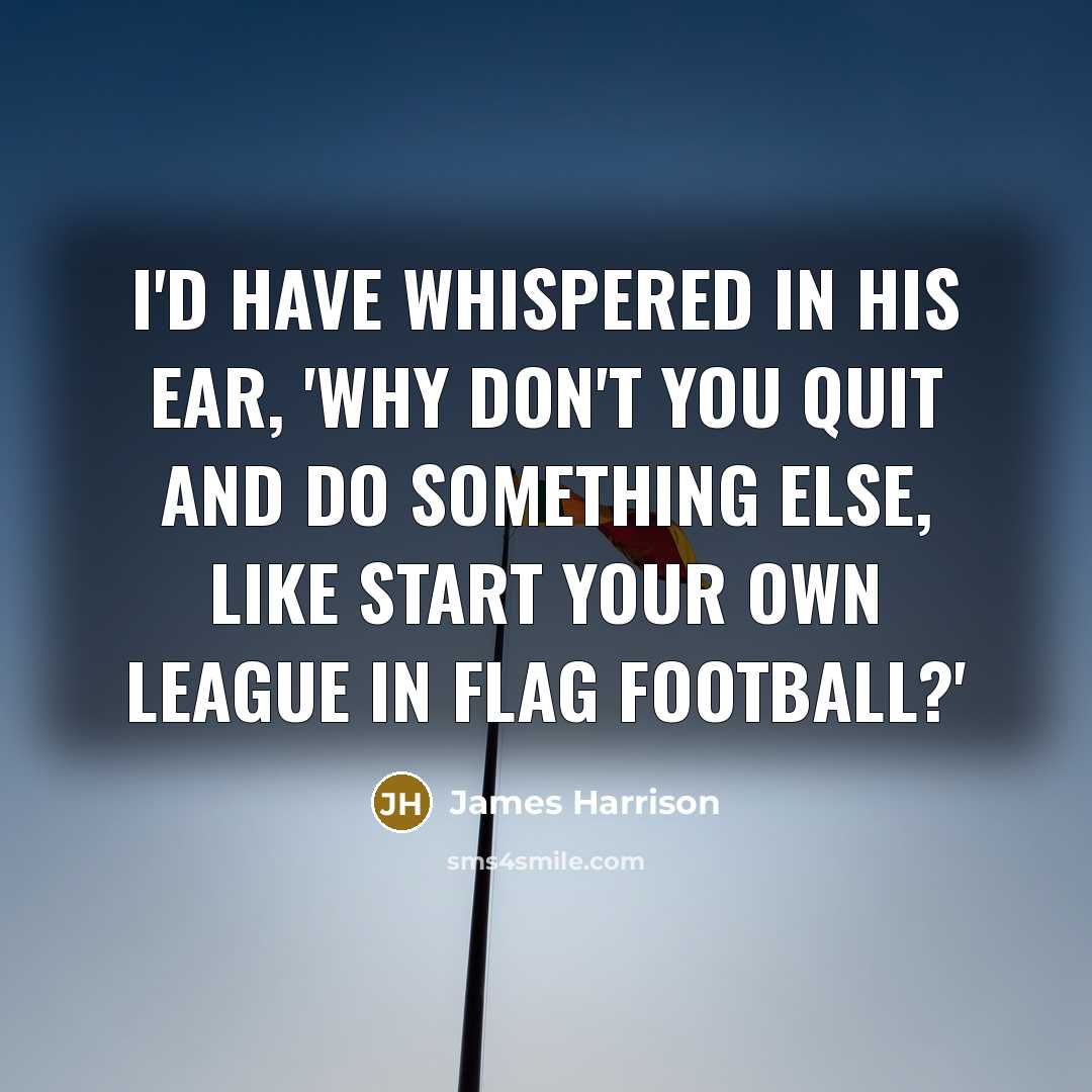 “I'd have whispered in his ear, 'Why don't you quit and do something else, like start your own league in flag football?'” quote by James Harrison