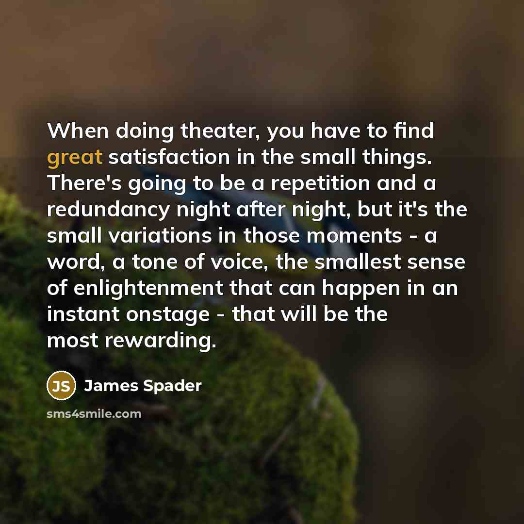 “When doing theater, you have to find great satisfaction in…” quote by James Spader
