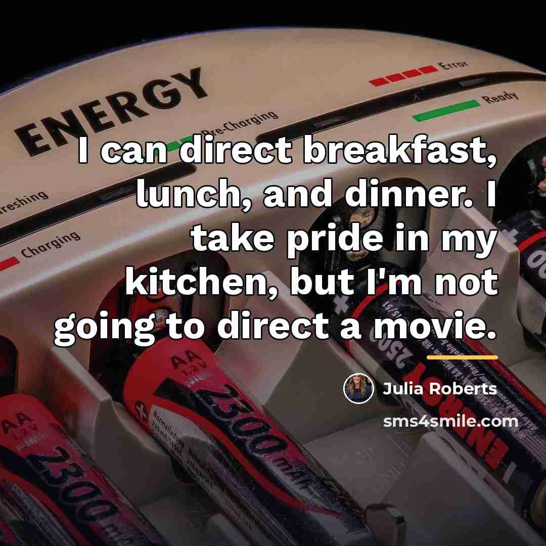 “I can direct breakfast, lunch, and dinner. I take pride…” quote by Julia Roberts