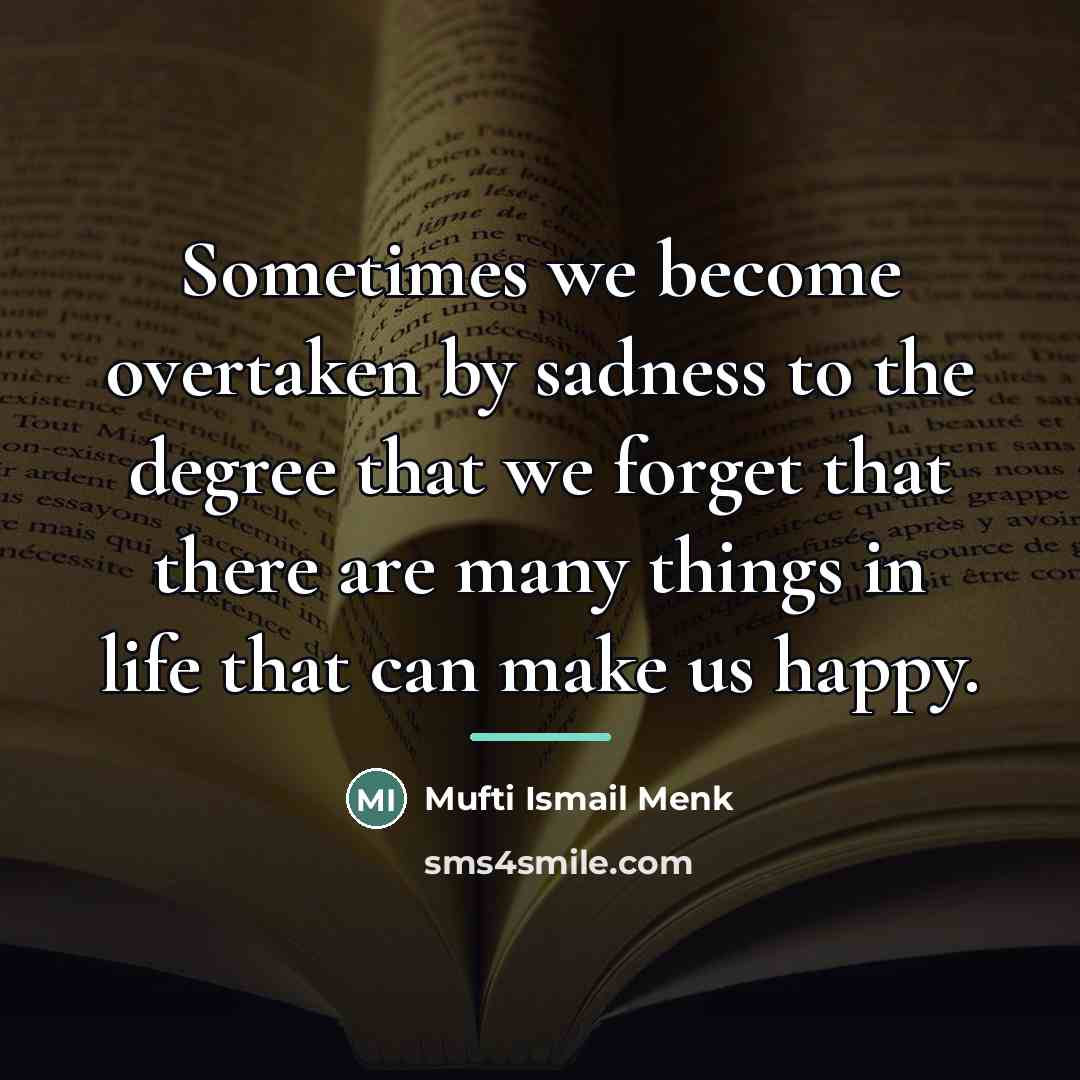 “Sometimes we become overtaken by sadness to the degree that…” quote by Mufti Ismail Menk
