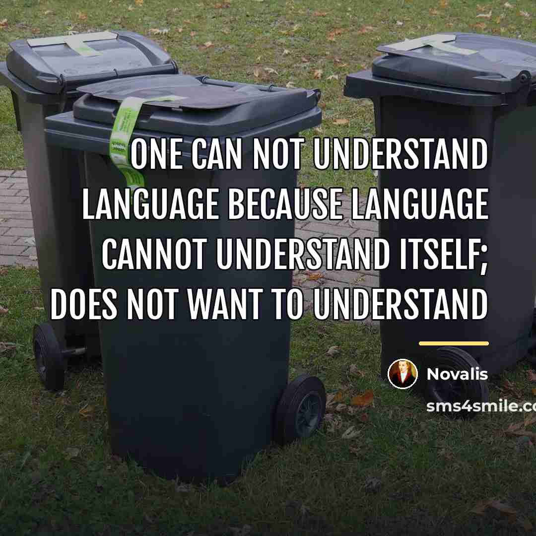 “One can not understand language because language cannot understand itself;…” quote by Novalis