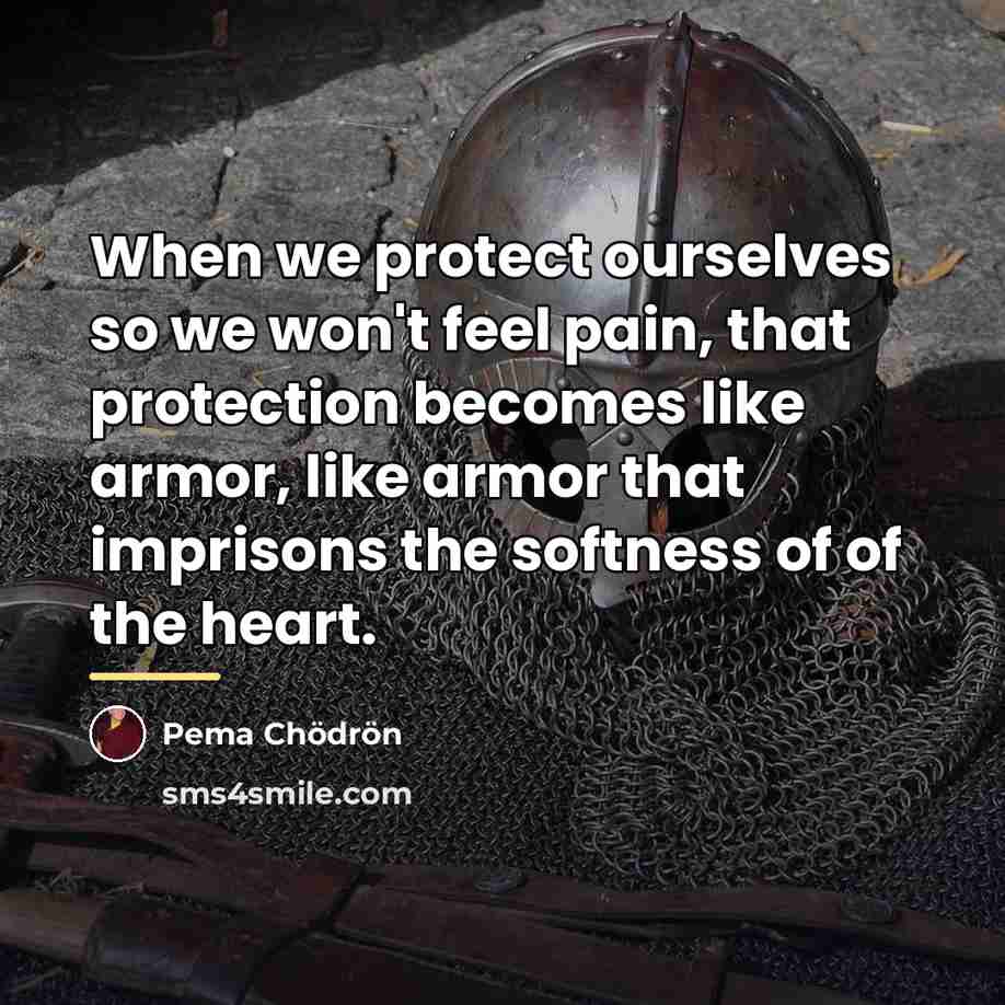 “When we protect ourselves so we won't feel pain, that…” quote by Pema Chodron