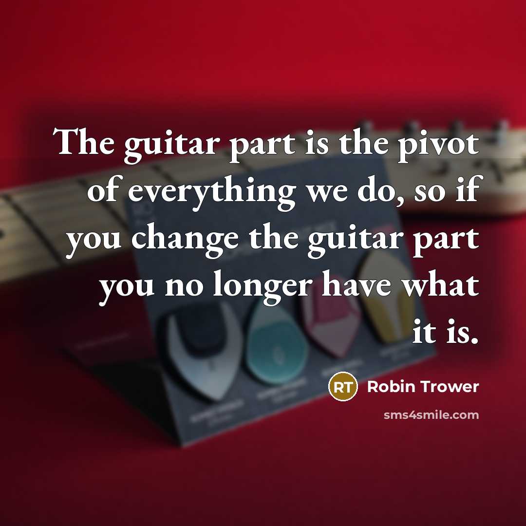 “The guitar part is the pivot of everything we do,…” quote by Robin Trower