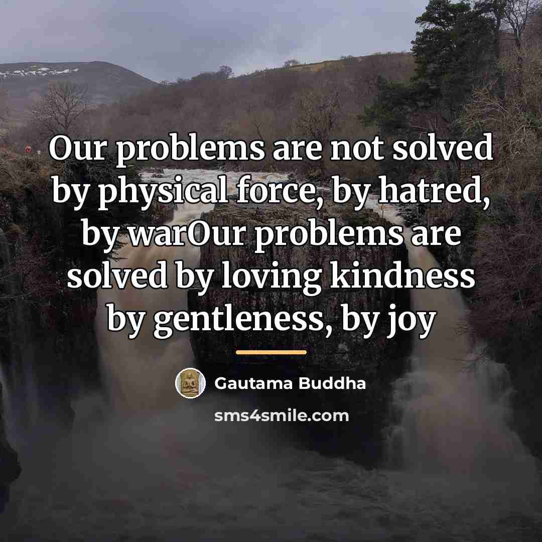 “Our problems are not solved by physical force, by hatred,…” quote by Gautama Buddha