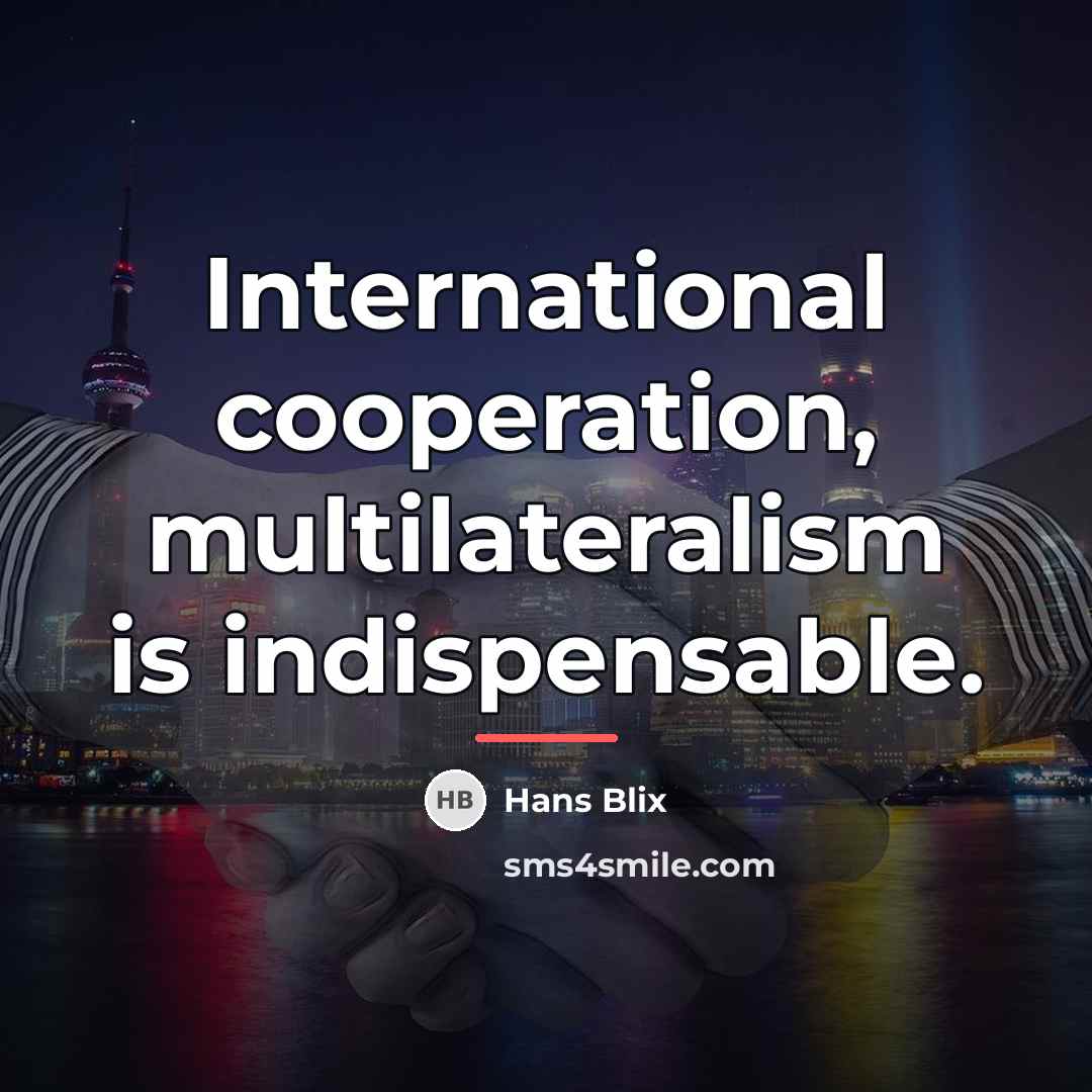 “International cooperation, multilateralism is indispensable.…” quote by Hans Blix