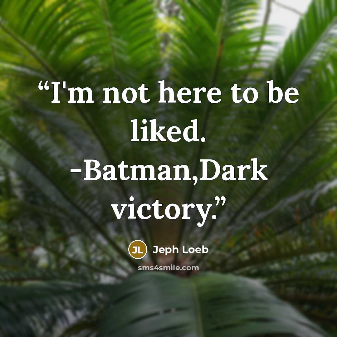 “I'm not here to be liked. -Batman,Dark victory.” quote by Jeph Loeb