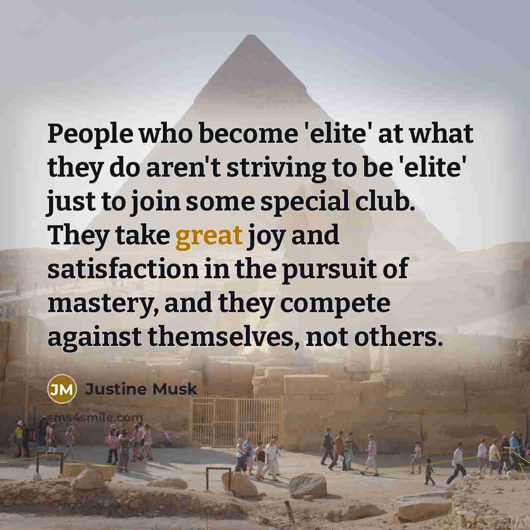 “People who become 'elite' at what they do aren't striving…” quote by Justine Musk