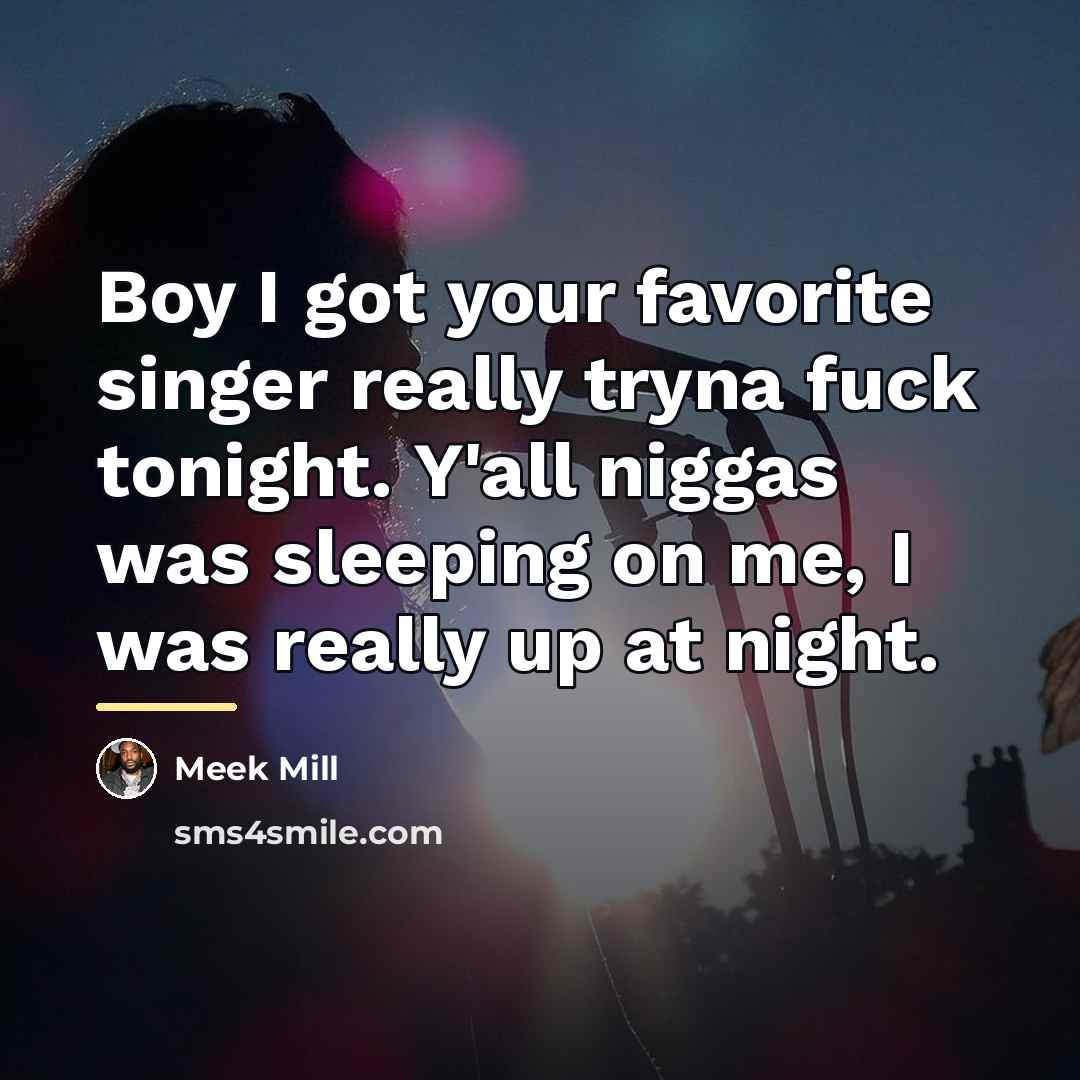 “Boy I got your favorite singer really tryna fuck tonight.…” quote by Meek Mill