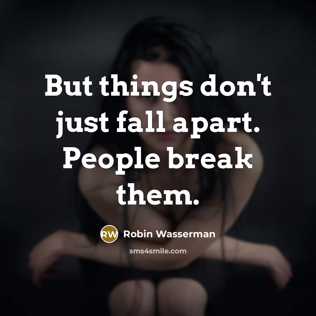 “But things don't just fall apart. People break them.” quote by Robin Wasserman