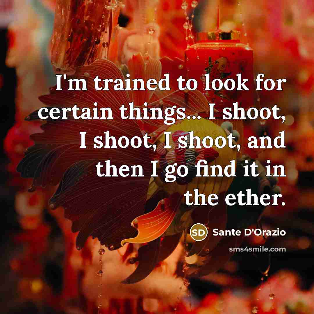 “I'm trained to look for certain things... I shoot, I…” quote by Sante D'Orazio