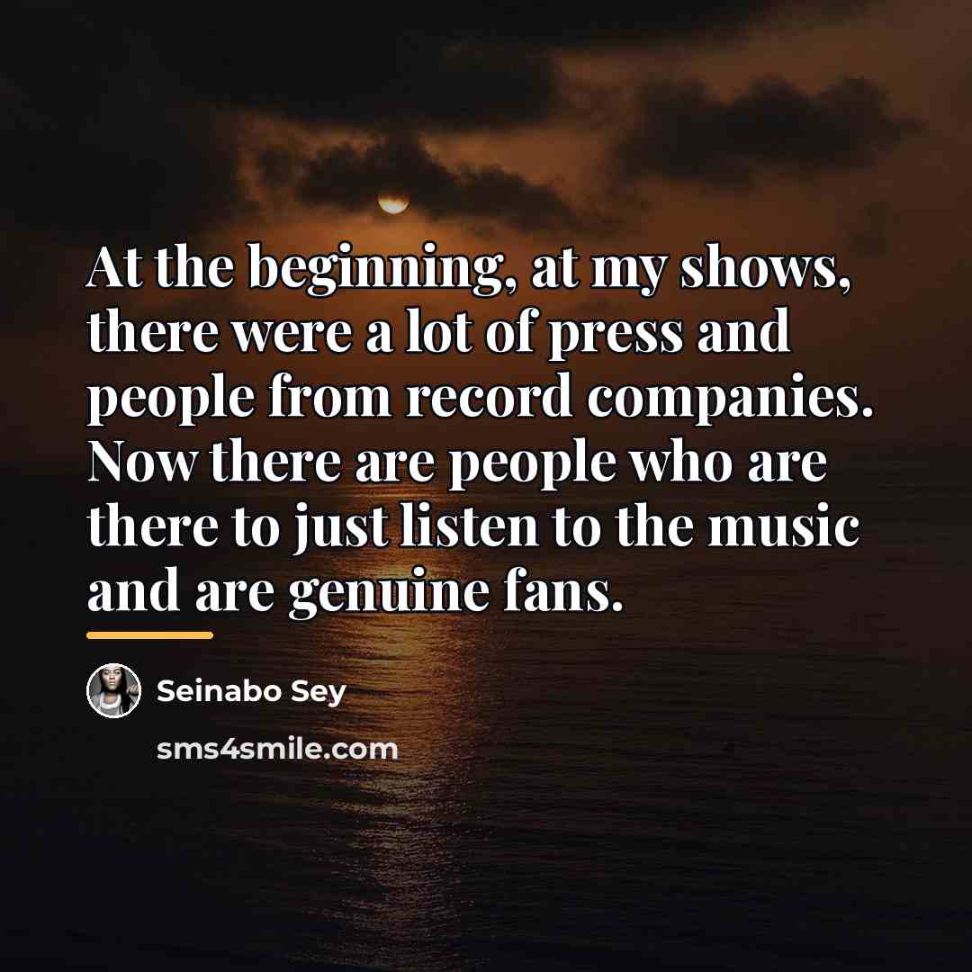 “At the beginning, at my shows, there were a lot…” quote by Seinabo Sey