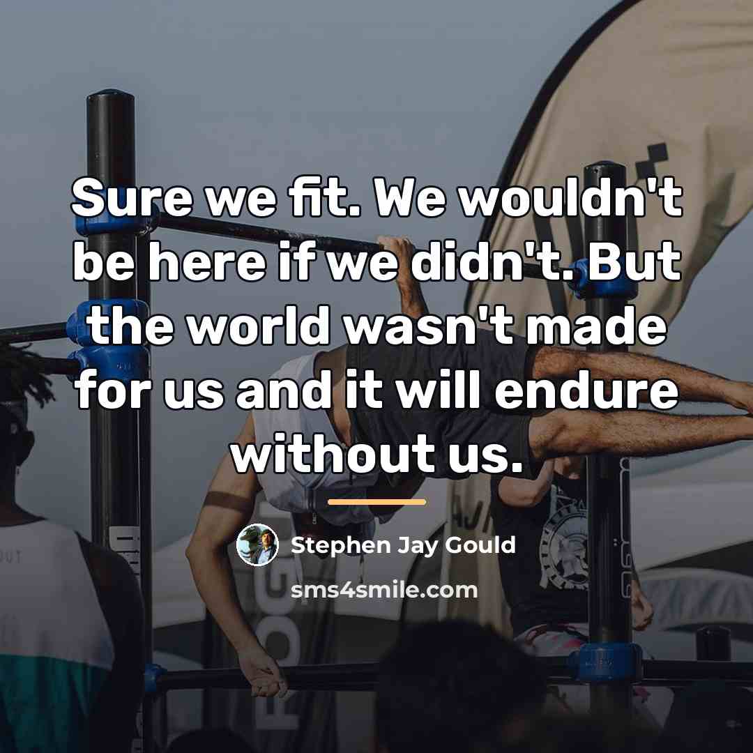 “Sure we fit. We wouldn't be here if we didn't.…” quote by Stephen Jay Gould