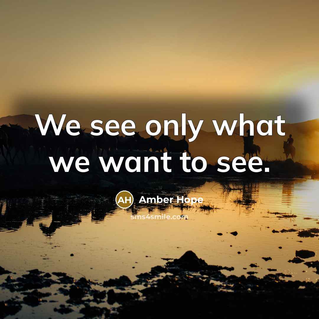 “We see only what we want to see.…” quote by Amber Hope