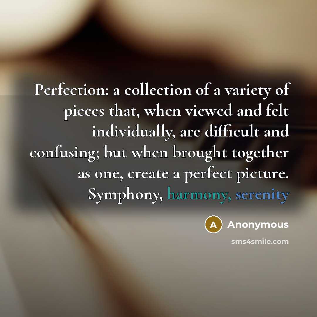“Perfection: a collection of a variety of pieces that, when…” quote by Anonymous