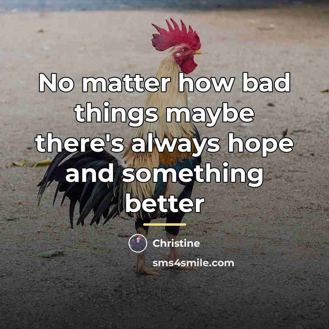 “No matter how bad things maybe there's always hope and…” quote by Christine