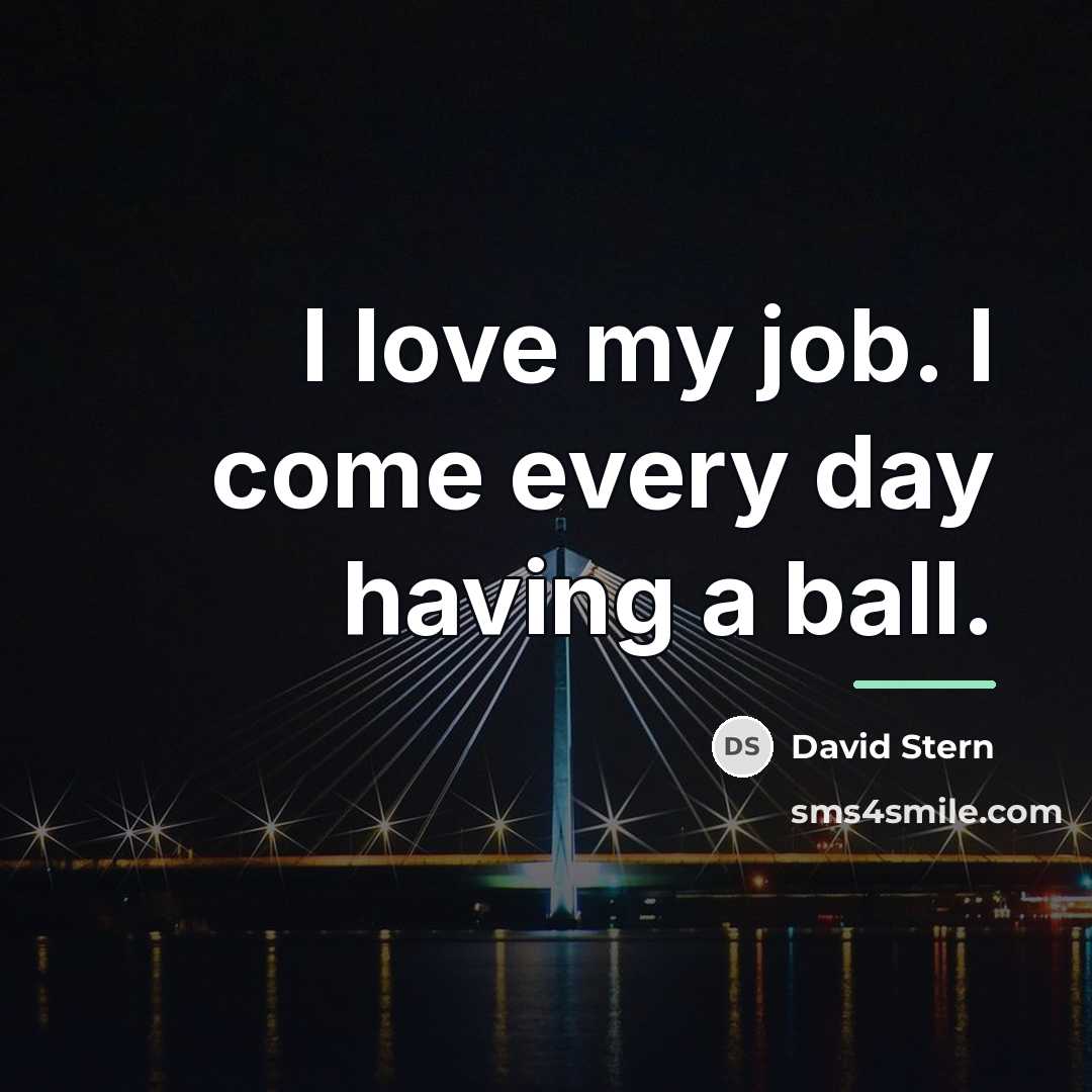 “I love my job. I come every day having a…” quote by David Stern