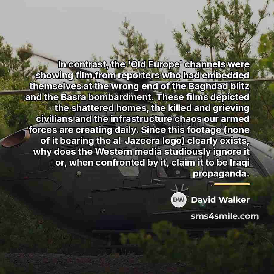 “In contrast, the 'Old Europe' channels were showing film from…” quote by David Walker