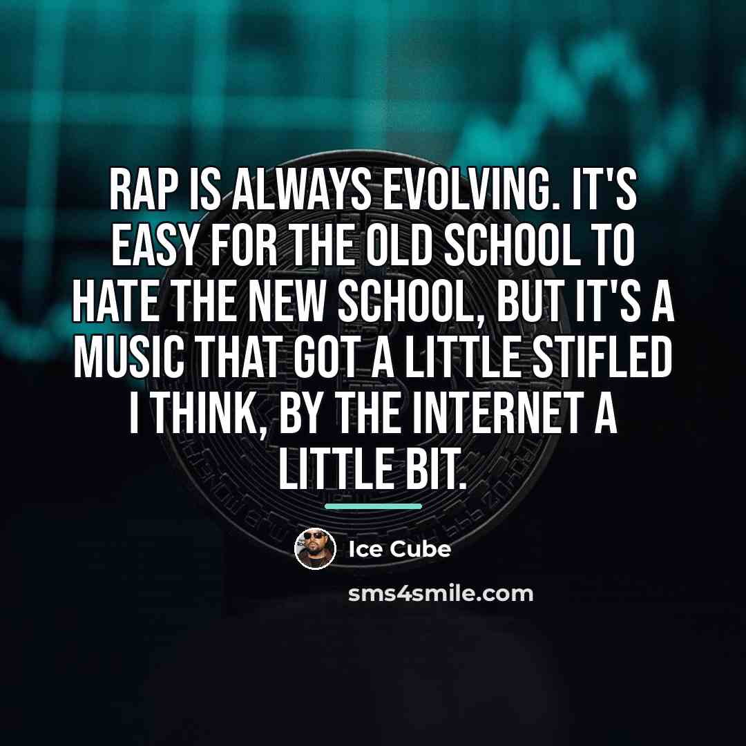 “Rap is always evolving. It's easy for the old school…” quote by Ice Cube