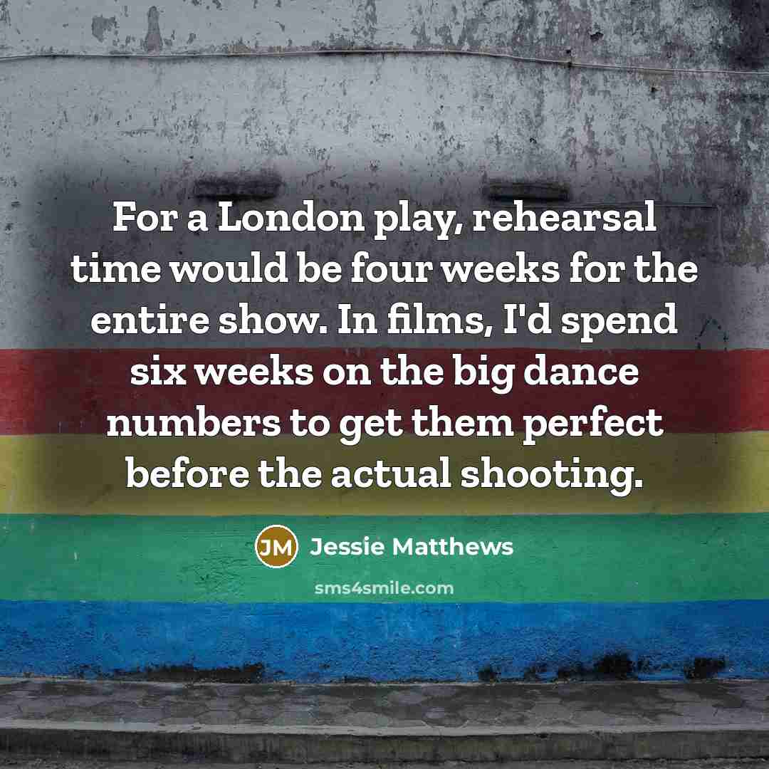 “For a London play, rehearsal time would be four weeks…” quote by Jessie Matthews